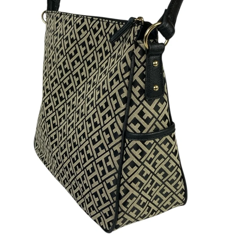NEW Tommy Hilfiger Dark Brown Signature Print Hobo Bag